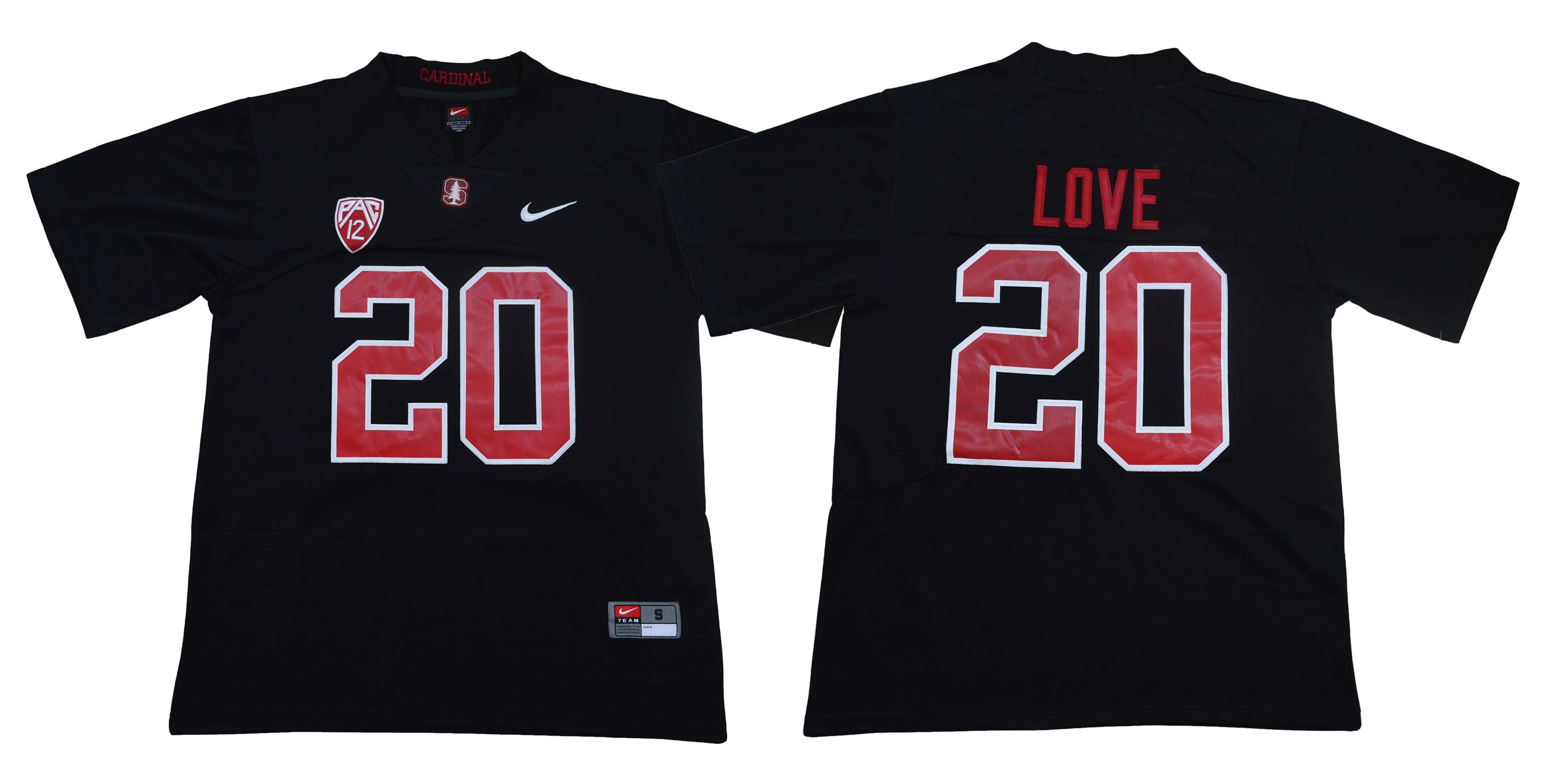 Men Stanford Cardinals 20 Love Black Nike NCAA Jerseys